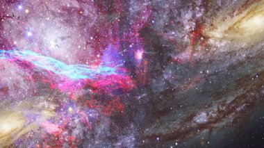 Bulutsusu ve galaksilerin karanlık uzayda. Açık yıldız kümesi. Nasa tarafından döşenmiş bu görüntü unsurları.