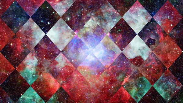 Universo Nebulosa Galaxia Collage Geometría Sagrada Espacio Exterior Abstracto Elementos — Foto de Stock