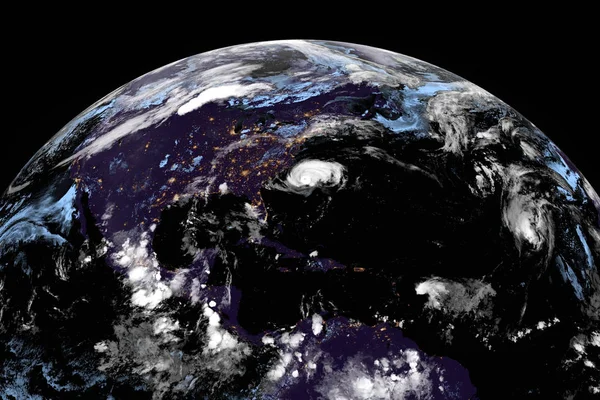 Imagen Satelital Del Huracán Atlántico Desde Espacio Elementos Esta Imagen —  Fotos de Stock