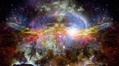 Yıldızlı derin uzay - Bulutsusu ve gökada. Nasa tarafından döşenmiş bu görüntü unsurları.