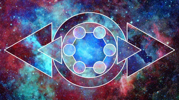 Abstract hipster geometric background with triangles, circles, nebula, stars and galaxy. Elements of this image furnished by NASA.