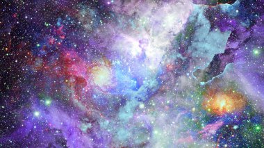 Renkli Bulutsusu ve evrendeki yıldızların açık yıldız kümesi. Nasa tarafından döşenmiş bu görüntü unsurları.