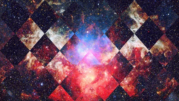 Wszechświat Mgławica Galaxy Kolaż Świętej Geometrii Streszczenie Przestrzeni Kosmicznej Elementy — Zdjęcie stockowe