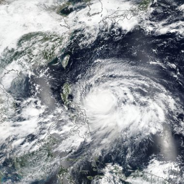 Süper tayfun Mangkhut (yerel olarak Ompong olarak da bilinir) taşıyan aşağı Filipinler üzerinde. Nasa tarafından döşenmiş bu görüntü unsurları