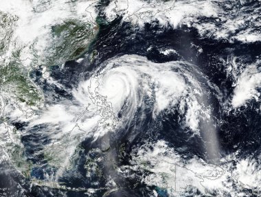 Tayfun Mangkhut Luzon, Filipinler ulaşır. Nasa tarafından döşenmiş bu görüntü unsurları