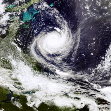 Uydu görüntüsü. Kasırga Dünya gezegeni. Nasa tarafından döşenmiş bu görüntü unsurları.