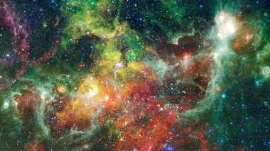 Soyut parlak renkli evren. Gökkuşağı renkleri Bulutsusu gece yıldızlı gökyüzü. Çok renkli dış uzaya. Nasa tarafından döşenmiş bu görüntü unsurları.