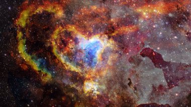 Bulutsusu ve galaksilerin karanlık uzayda. Yıldızlar arası gökyüzü. Nasa tarafından döşenmiş bu görüntü unsurları.