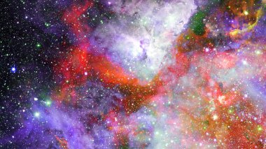 Karanlık uzayda nebula ve galaksiler. Bu görüntünün elementleri NASA tarafından desteklenmektedir.