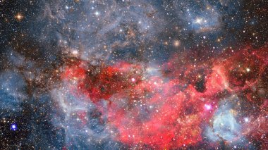 Karanlık uzayda nebula ve galaksiler. Bu görüntünün elementleri NASA tarafından desteklenmektedir.