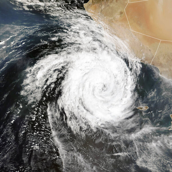 Cyclones Luban and Titli, Indian Ocean. Elements of this image furnished by NASA