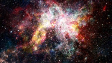 Bulutsusu renkli bulutlarda. Hubble Uzay Teleskobu kombine versiyonu. Nasa tarafından döşenmiş bu görüntü unsurları.