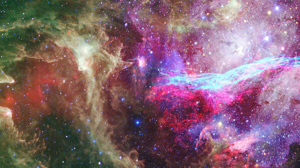 Туманность и галактики в темном пространстве. Открыть кластер. Элементы этого изображения предоставлены НАСА
.