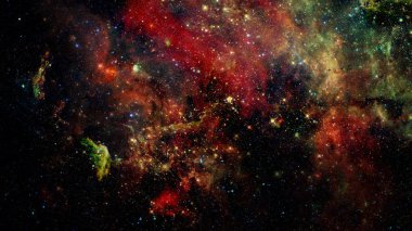 Gezegen ve galaksinin yıldızları serbest uzayda. Bu görüntünün elementleri NASA tarafından desteklenmektedir.