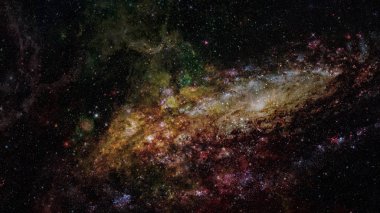 Soyut parlak renkli evren. Gökkuşağı renkleri Bulutsusu gece yıldızlı gökyüzü. Çok renkli dış uzaya. Nasa tarafından döşenmiş bu görüntü unsurları.