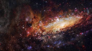 Yıldızlı ve nebulalı gece gökyüzü. Bu görüntünün elementleri NASA tarafından desteklenmektedir.