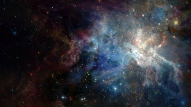 Renklerde nebula gece yıldızlı gökyüzü. Çok renkli dış uzay. Nasa tarafından döşenmiş bu görüntünün elemanları