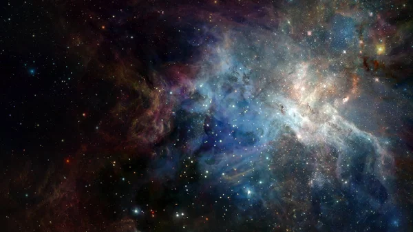 星云夜星天空的颜色。多色外太空。这张图片的元素由美国宇航局提供 — 图库照片