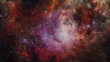 Renklerde nebula gece yıldızlı gökyüzü. Çok renkli dış uzay. Nasa tarafından döşenmiş bu görüntünün elemanları