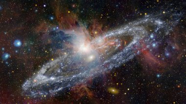 Renkli derin uzay. Evren kavramı arka plan. Nasa tarafından döşenmiş bu görüntü unsurları