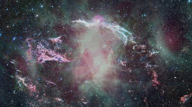 Renklerde nebula gece yıldızlı gökyüzü. Çok renkli dış uzay. Nasa tarafından döşenmiş bu görüntünün elemanları