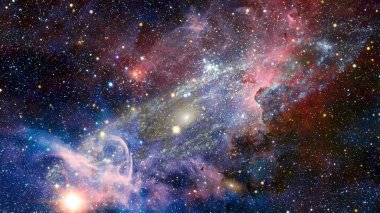 Uzay sanatı. Nebulas, galaksiler ve parlak yıldızlar. Nasa tarafından döşenmiş bu görüntünün elemanları