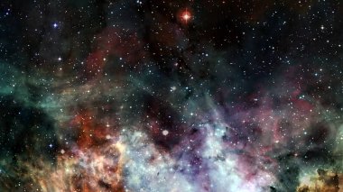 Parlak yıldızlı gece gökyüzü, doğal astro arka plan. NASA tarafından desteklenen bu görüntünün ögesi