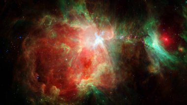 Renkli nebula ve evrendeki açık yıldız kümesi.