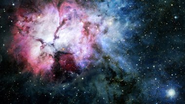 Renkli nebula ve evrendeki açık yıldız kümesi.