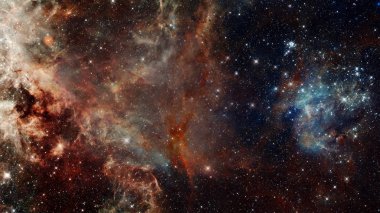 Renkli nebula ve evrendeki açık yıldız kümesi.