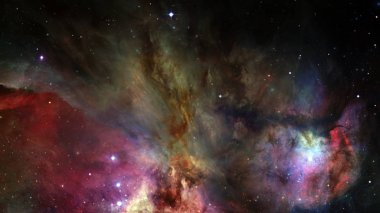 Renkli nebula ve evrendeki açık yıldız kümesi.