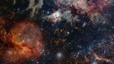 Renkli nebula ve evrendeki açık yıldız kümesi.