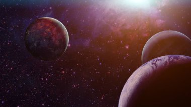 Uzaydaki gezegen. Bu görüntünün elementleri NASA tarafından desteklenmektedir