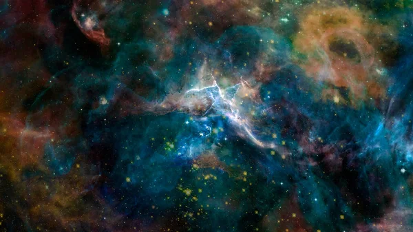 Escena espacial con estrellas y galaxias. Elementos de esta imagen proporcionados por la NASA — Foto de Stock