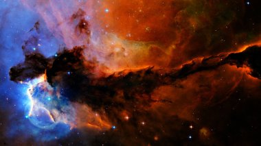 Uzay galaksisi arka planı nebula, yıldız tozu ve parlak yıldızlarla dolu. Bu görüntünün elementleri NASA tarafından desteklenmektedir