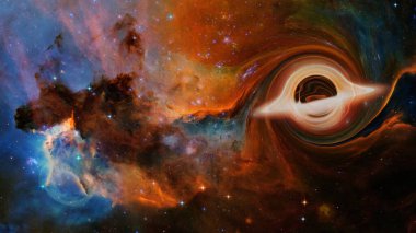 Uzayda kara delik. Bu görüntünün elementleri NASA tarafından desteklenmektedir.