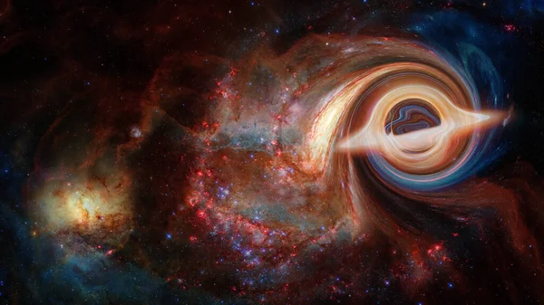 宇宙黑洞的艺术表现 美国航天局提供的这一图像的要素 — 图库照片