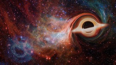 Evrendeki süper kütleli kara delik. Bu görüntünün elementleri NASA tarafından desteklenmektedir