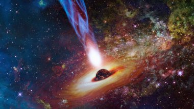 Uzayın derinliklerinde bir kuasar. Bu görüntünün elementleri NASA tarafından desteklenmektedir.