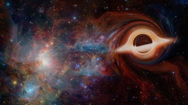 Kozmik bir kara deliğin sanatsal temsili. Bu görüntünün elementleri NASA tarafından desteklenmektedir.