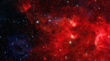 Uzayda kırmızı nebula, soyut arkaplan. Bu görüntünün elementleri NASA tarafından desteklenmektedir