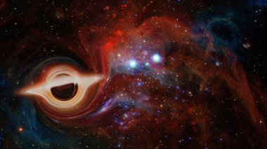 Uzayda kara delik. Bu görüntünün elementleri NASA tarafından desteklenmektedir.