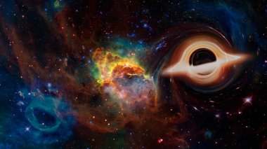 Evrendeki süper kütleli kara delik. Bu görüntünün elementleri NASA tarafından desteklenmektedir