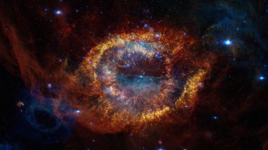 Uzay boşluğunda yıldızlar ve galaksilerin olduğu evren sahnesi. Bu görüntünün elementleri NASA tarafından desteklenmektedir
