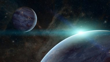 Uzaydaki gezegen. Bu görüntünün elementleri NASA tarafından desteklenmektedir.