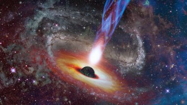 Bilimsel astronomik arkaplan - uzayın derinliklerinde parlak bir kuasar. Bu görüntünün elementleri NASA tarafından desteklenmektedir