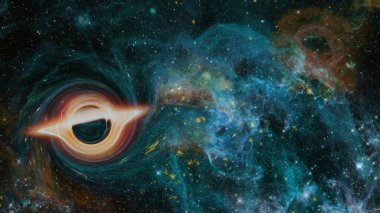 Uzayda kara delik. Bu görüntünün elementleri NASA tarafından desteklenmektedir.