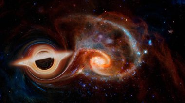 Uzayda kara delik. Bu görüntünün elementleri NASA tarafından desteklenmektedir.