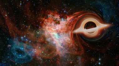 Gargantua galaksisi tasarımı, evrende parlayan kara delik, yıldızlar arası filmden ilham. Bu görüntünün elementleri NASA tarafından desteklenmektedir.