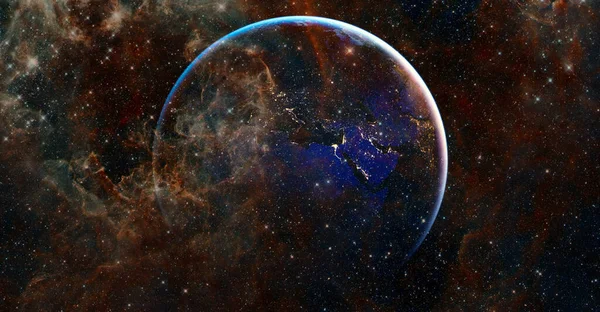 Karanlık Uzay Gökyüzü Görüntünün Elementleri Nasa Tarafından Desteklenmektedir — Stok fotoğraf